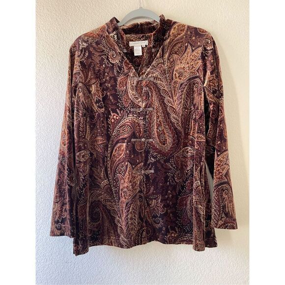 Cold‎ water creek velour paisley print cardigan size medium - Picture 2 of 6